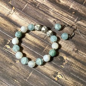 Aqua & Agate Bracelet/Earrings Set